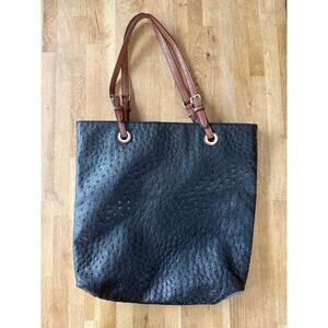 Scarleton Los Angeles Black Ostrich Print Tote Handbag
